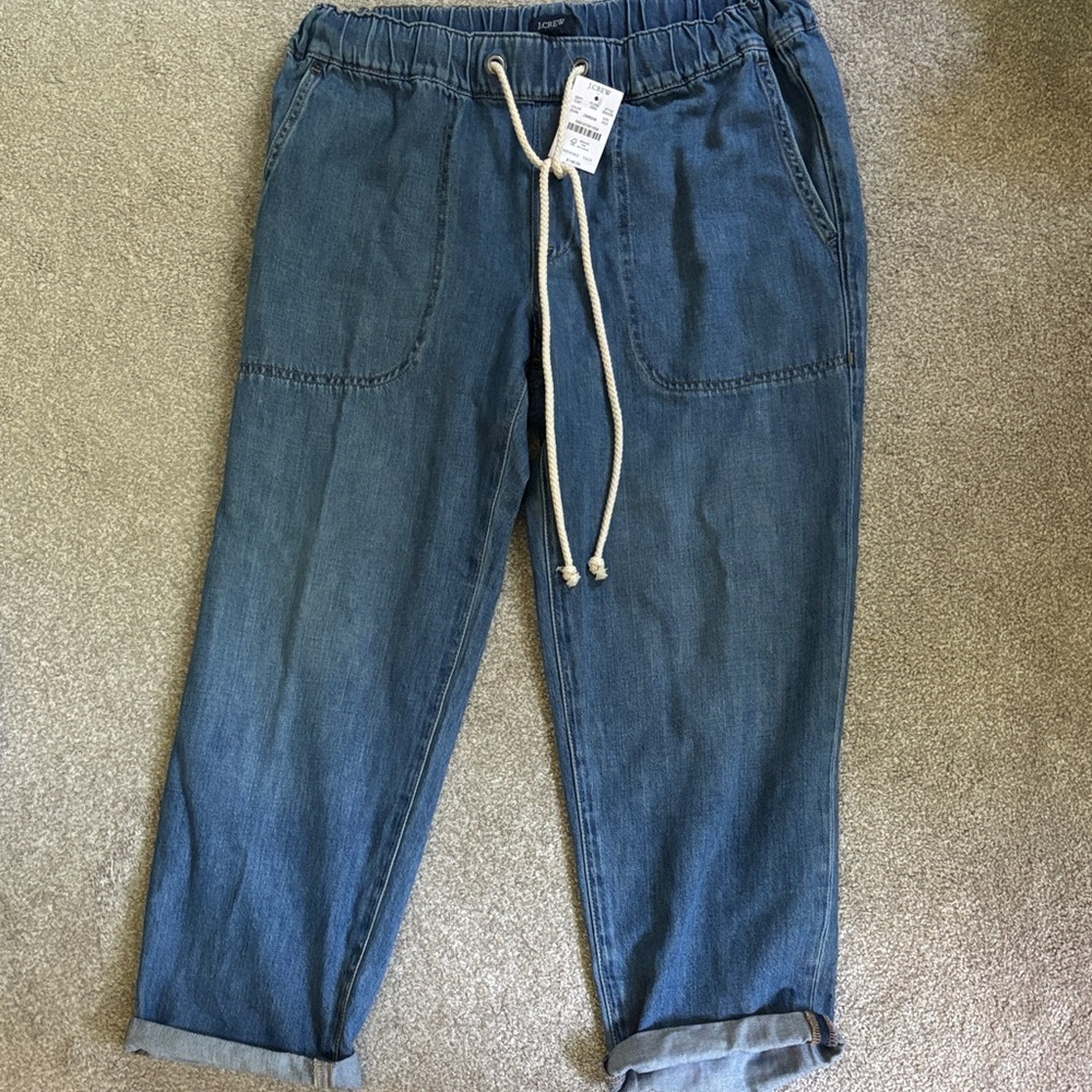 J. Crew Factory Blue Ankle Jeans with Drawstring